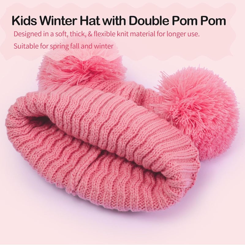 KDVOG Store Kids Winter Hat Warm Knitted Beanies with Double Pom Pom Thick Ski Cap for Boys Girls 7-12 Years - Image 5